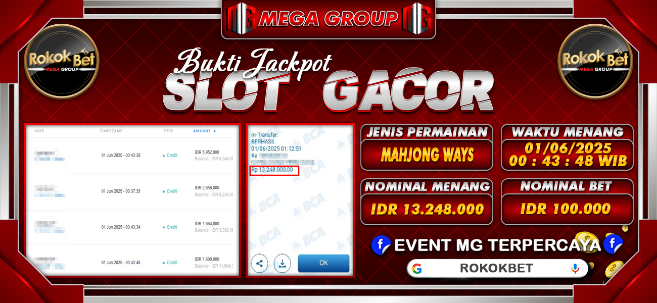 Bukti JP situs Rokokbet hari Minggu, 01 Juni 2025