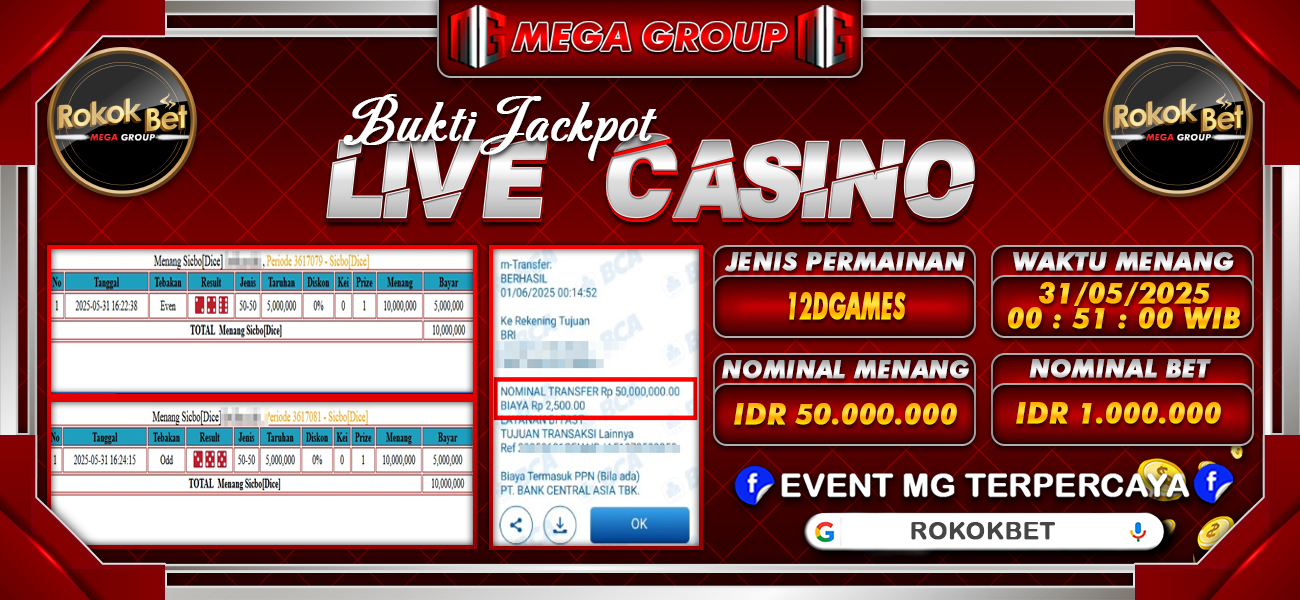 Bukti JP situs Rokokbet hari Minggu, 01 Juni 2025